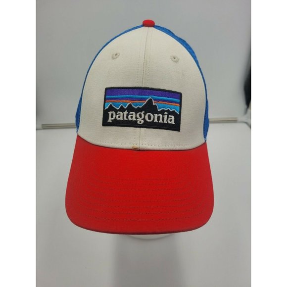 Patagonia Other - Patagonia P6 Logo Trucker Hat - White With Fire Red